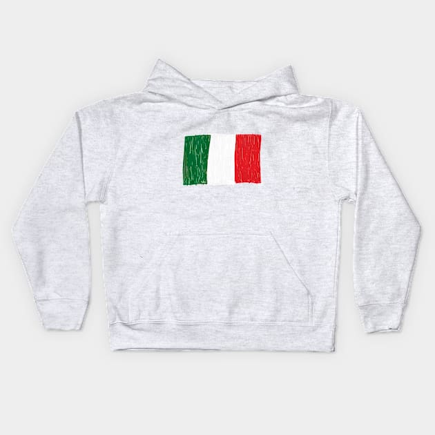 Italy flag made of doodle vector Kids Hoodie by GULSENGUNEL